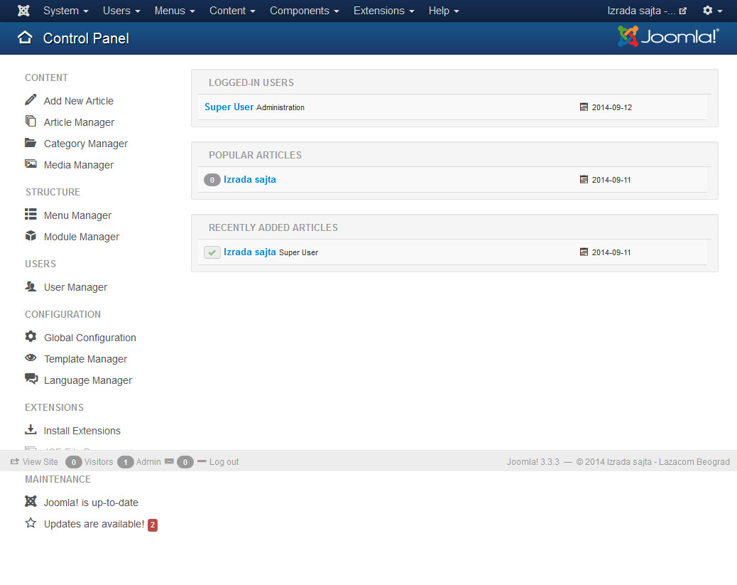 1. Logovanje u admin panel